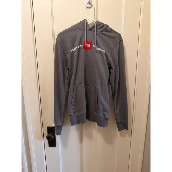 The North Face Other - The North Face Mens Never Stop Exploring Red Box Logo Hoodie Gray Small